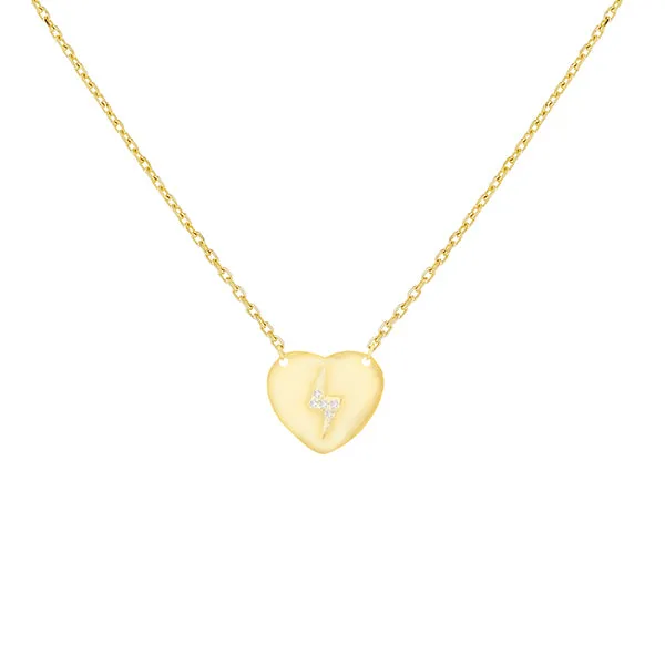 Mini CZ Lightning X Heart Necklace
