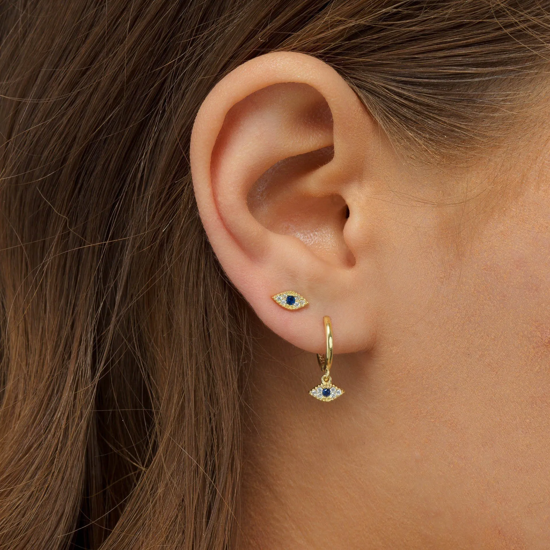 Mini Evil Eye Huggie Earring