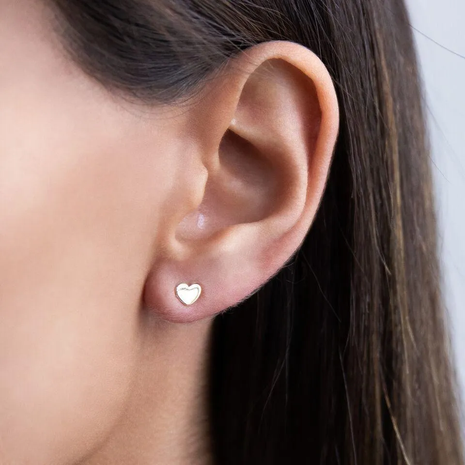 Mini Heart Stud Earring 14K