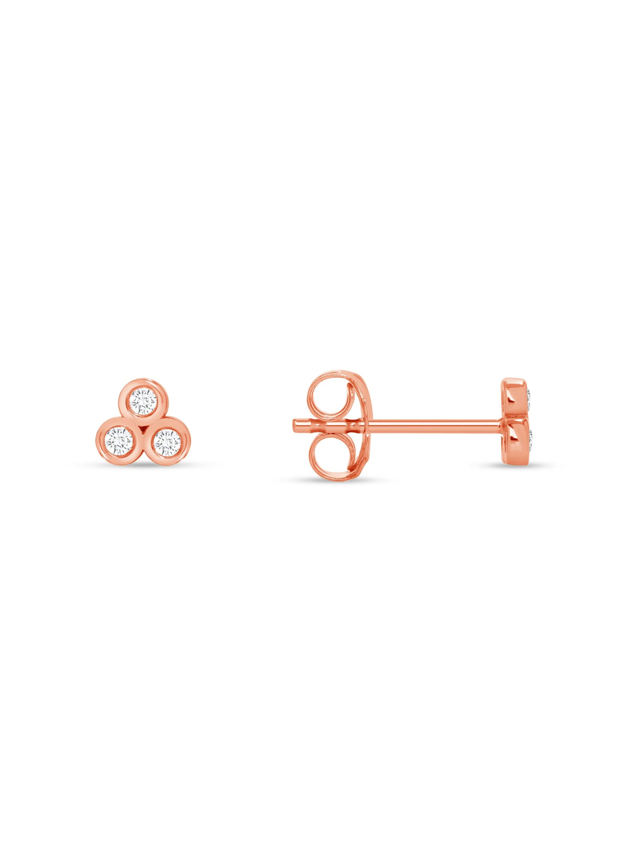 Mini Trio Bezel Stud Earring 14K