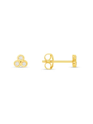 Mini Trio Bezel Stud Earring 14K
