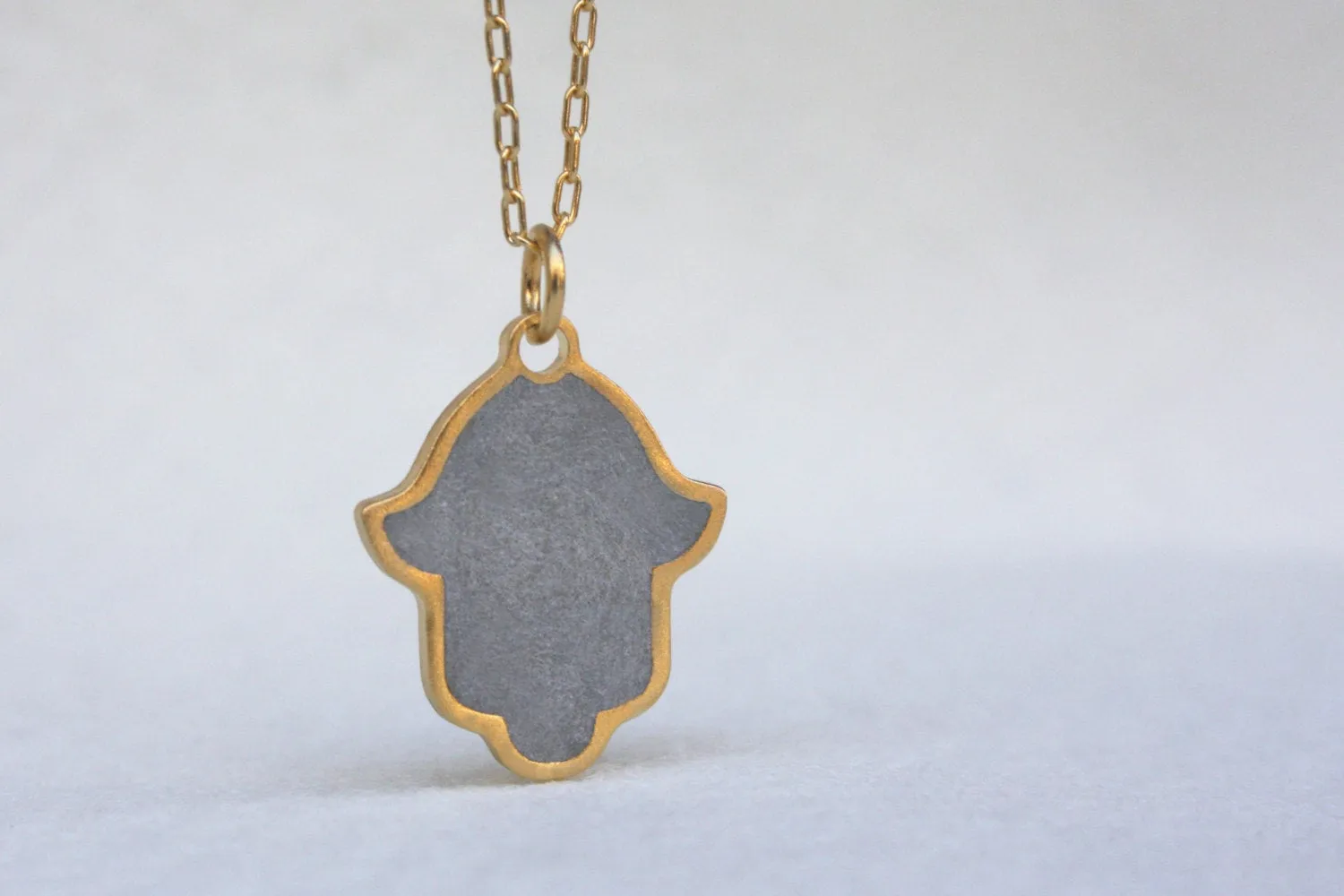Modern Judaica Silver Hamsa Necklace