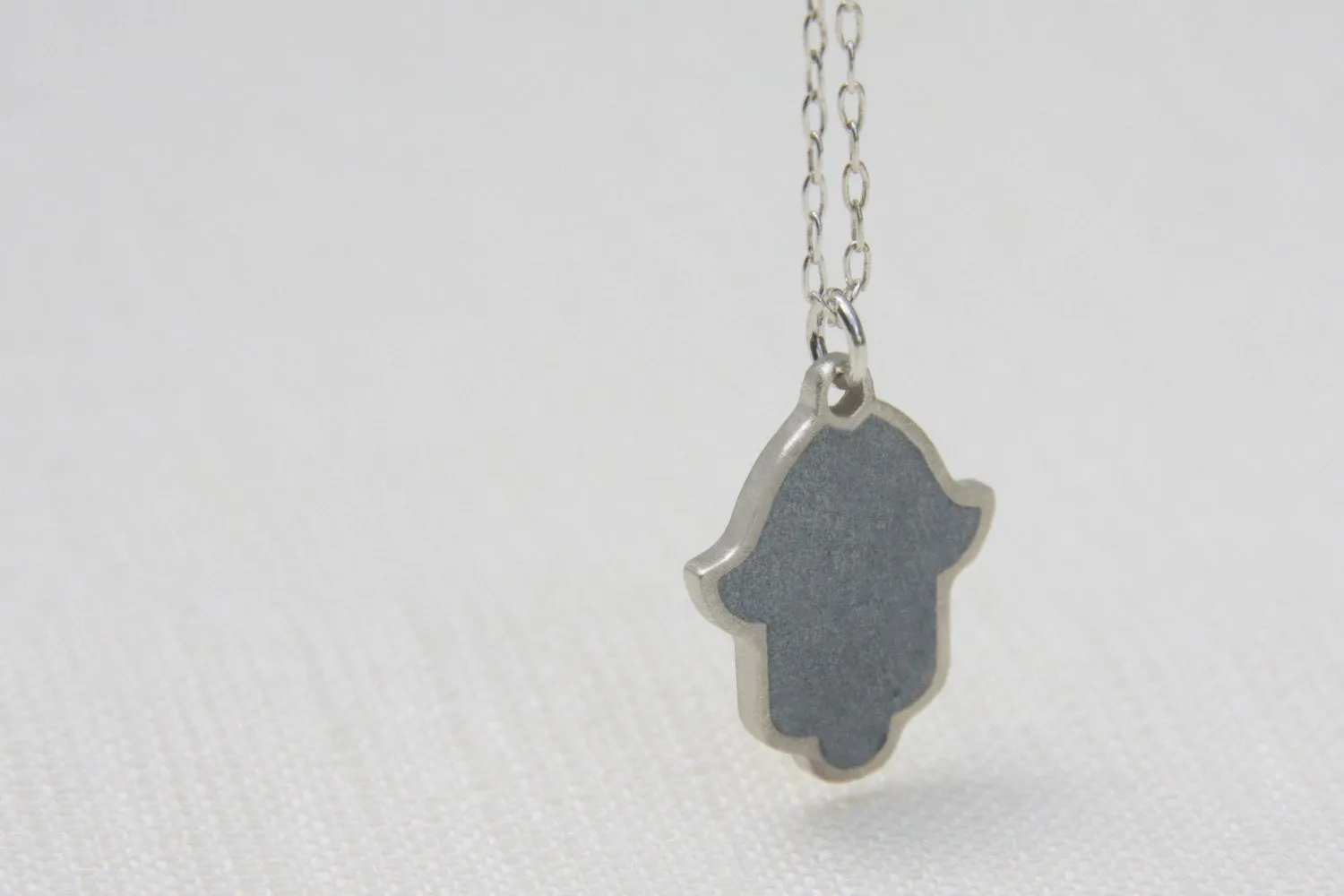 Modern Judaica Silver Hamsa Necklace