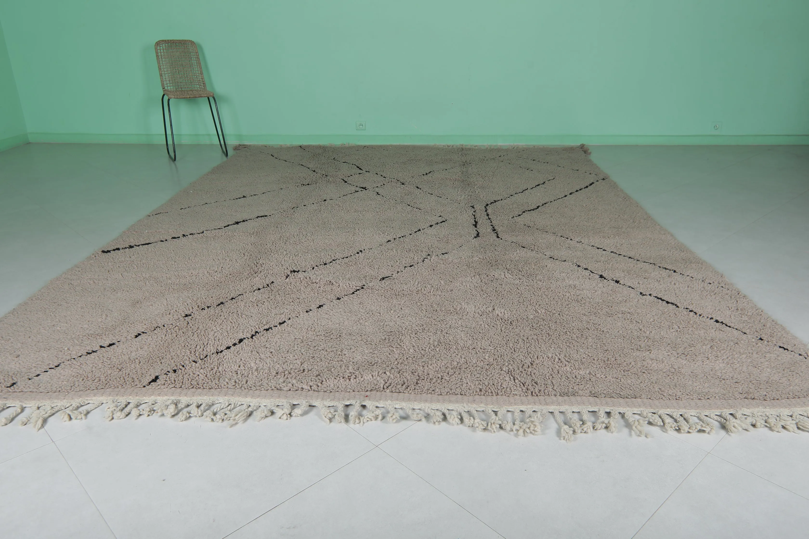 Moroccan Contemporary Rug - Handwoven 9.2 x 12 Feet | Geometric Wool Design