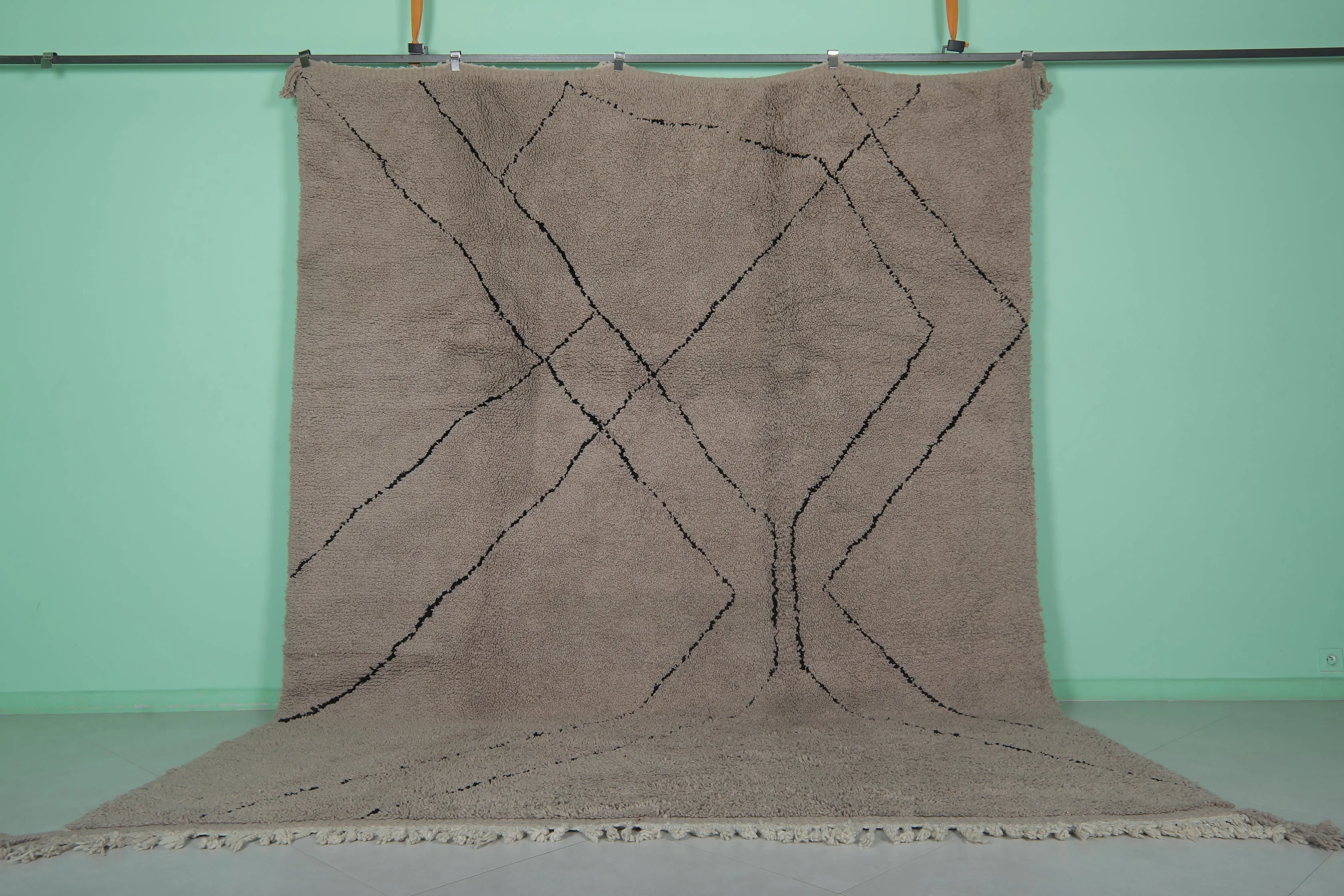 Moroccan Contemporary Rug - Handwoven 9.2 x 12 Feet | Geometric Wool Design