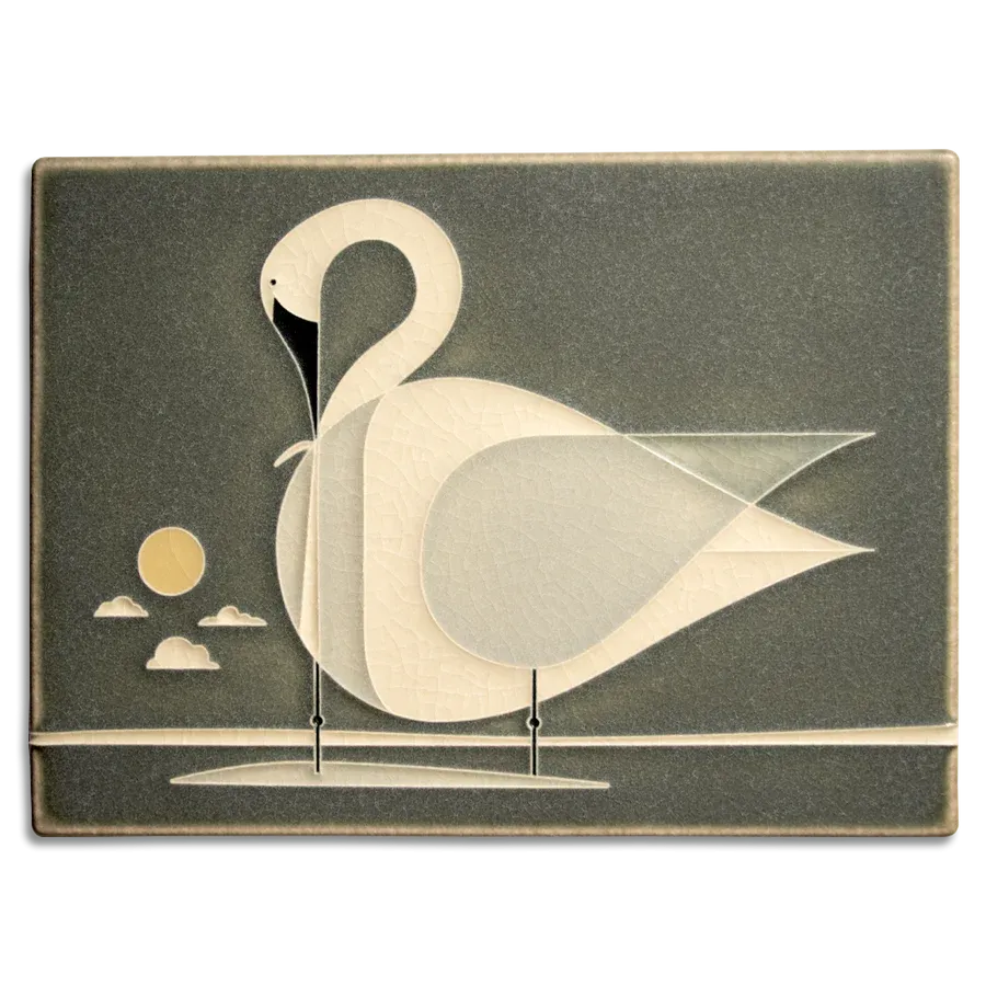 Motawi Tileworks - 6"x 8" Tile - Trumpeter Swan (Grey) #6870