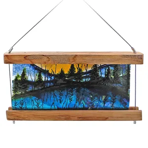 Mountain Lake Fused Glass