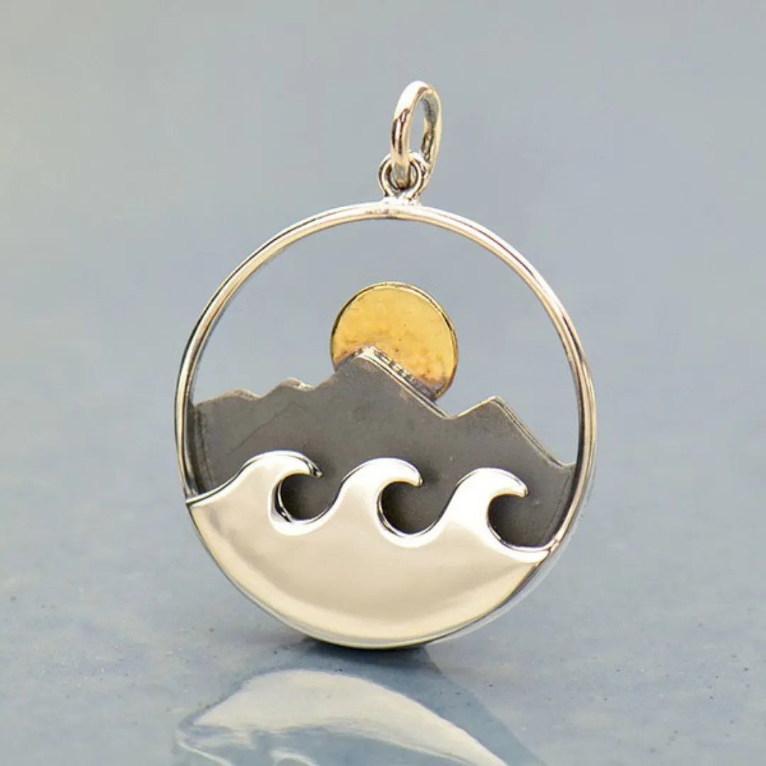 Mountain Ocean & Sun Pendant