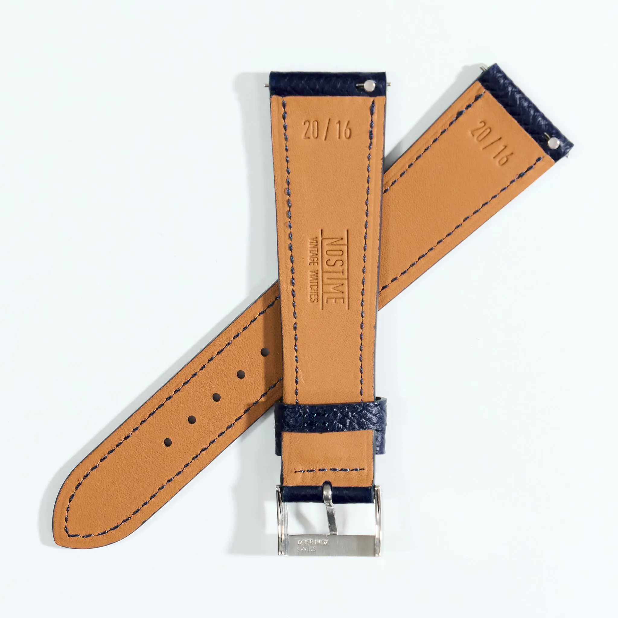 NAVY GRAINED CALF STANDARD STRAP