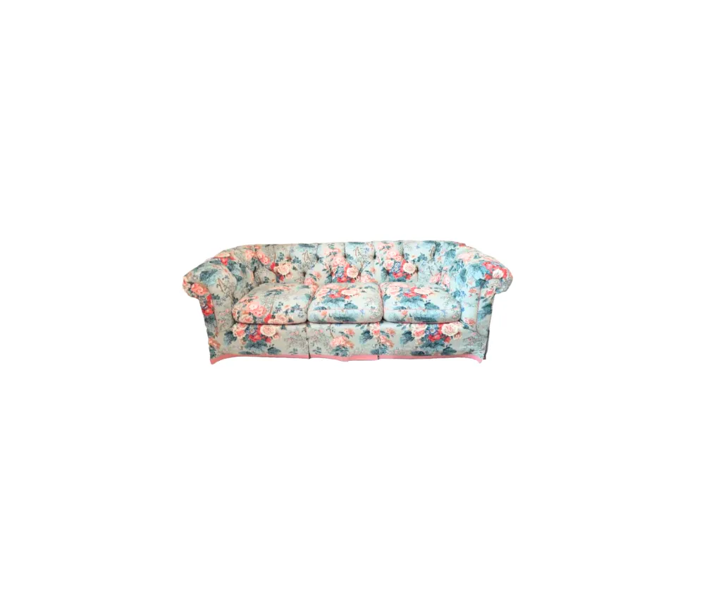 NEW Danielle Rollins Home Custom Hollyhock Chintz Tufted Down Chesterfield Sofa