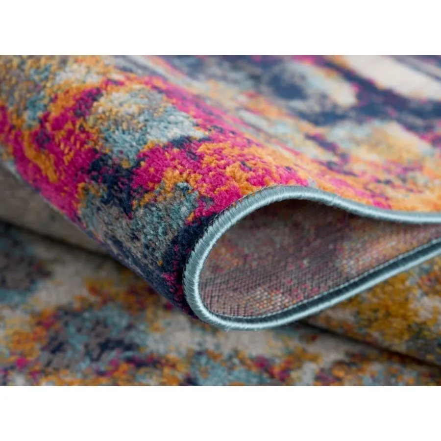 New Sunshine Rugs Splash 2916 Collections Cream/Multi 5 Ft 3 Inch X 7 Ft 7 inch Area Rug!
