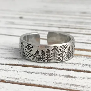 NEW Trees Inspirational Aluminum Ring / Nature Inspirational Aluminum Ring / Silver Hand Stamped Ring / Forest Aluminum Hand Stamped Ring