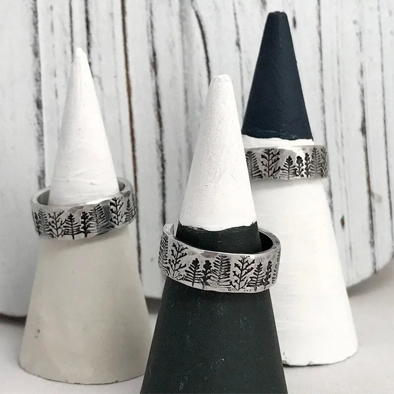 NEW Trees Inspirational Aluminum Ring / Nature Inspirational Aluminum Ring / Silver Hand Stamped Ring / Forest Aluminum Hand Stamped Ring