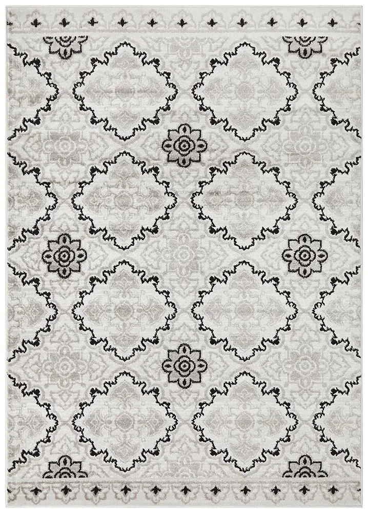Norah Modern Rug Black White Silver