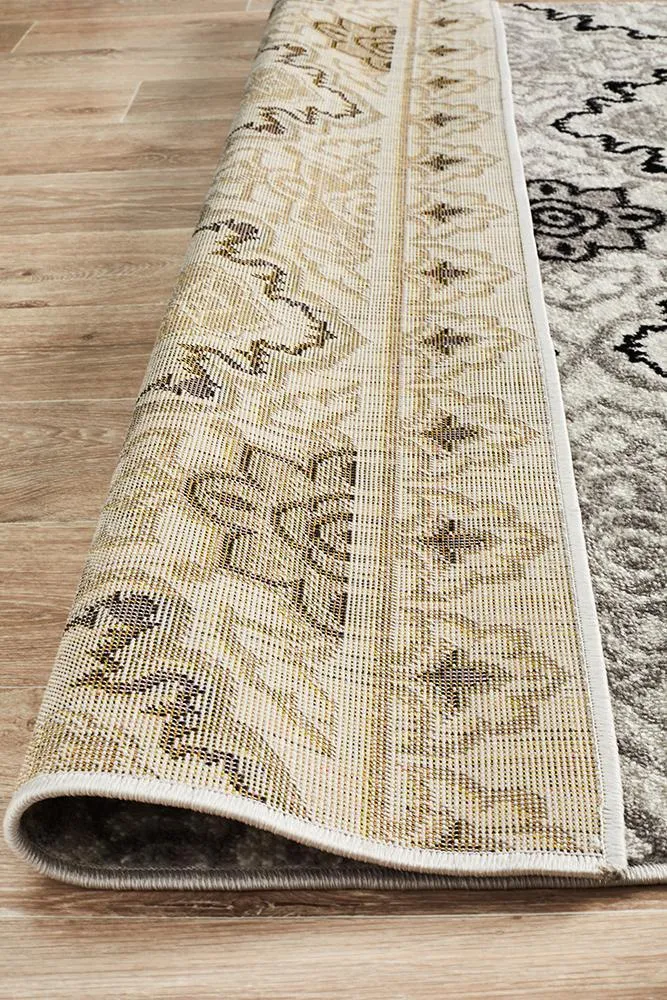 Norah Modern Rug Black White Silver