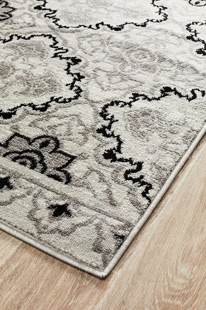 Norah Modern Rug Black White Silver