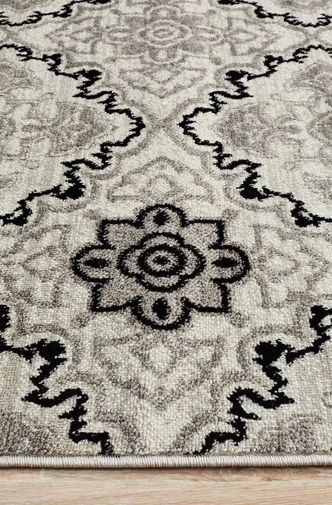 Norah Modern Rug Black White Silver