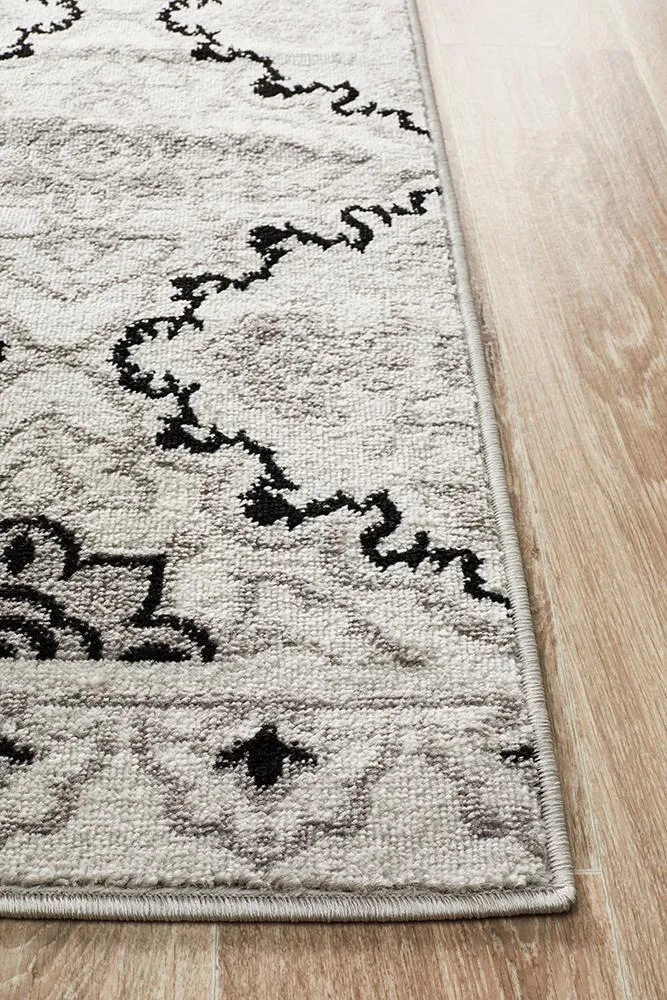Norah Modern Rug Black White Silver
