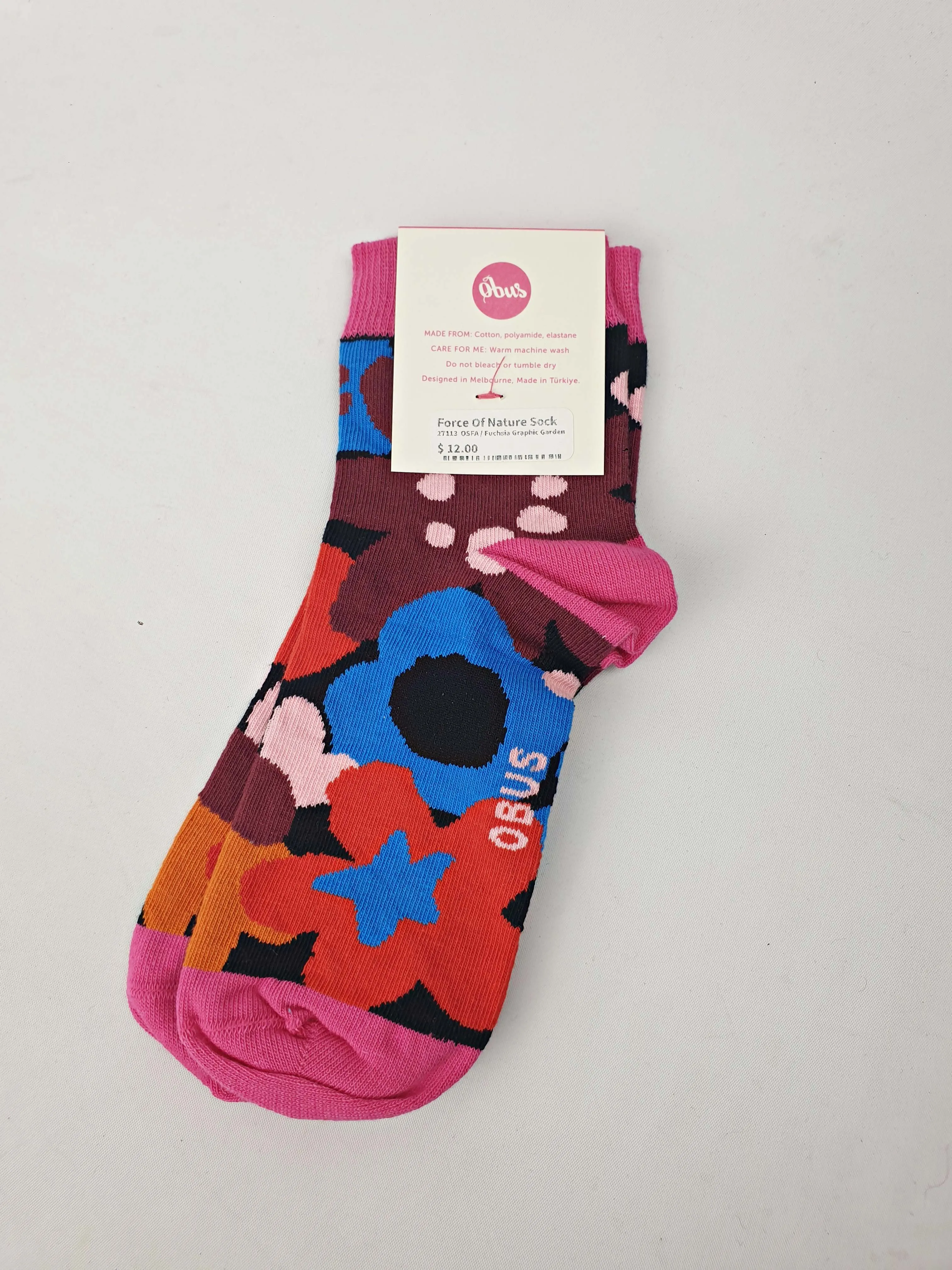 Obus pink-based "force of nature" socks