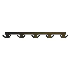 OFG - Black 27" Long Metal Industrial Coat Rack with 5 double hooks