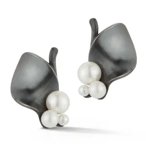 On The Edge Pearl and Oxidized Sterling Silver Earrings