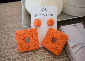 Orange Rattan Statement Earrings