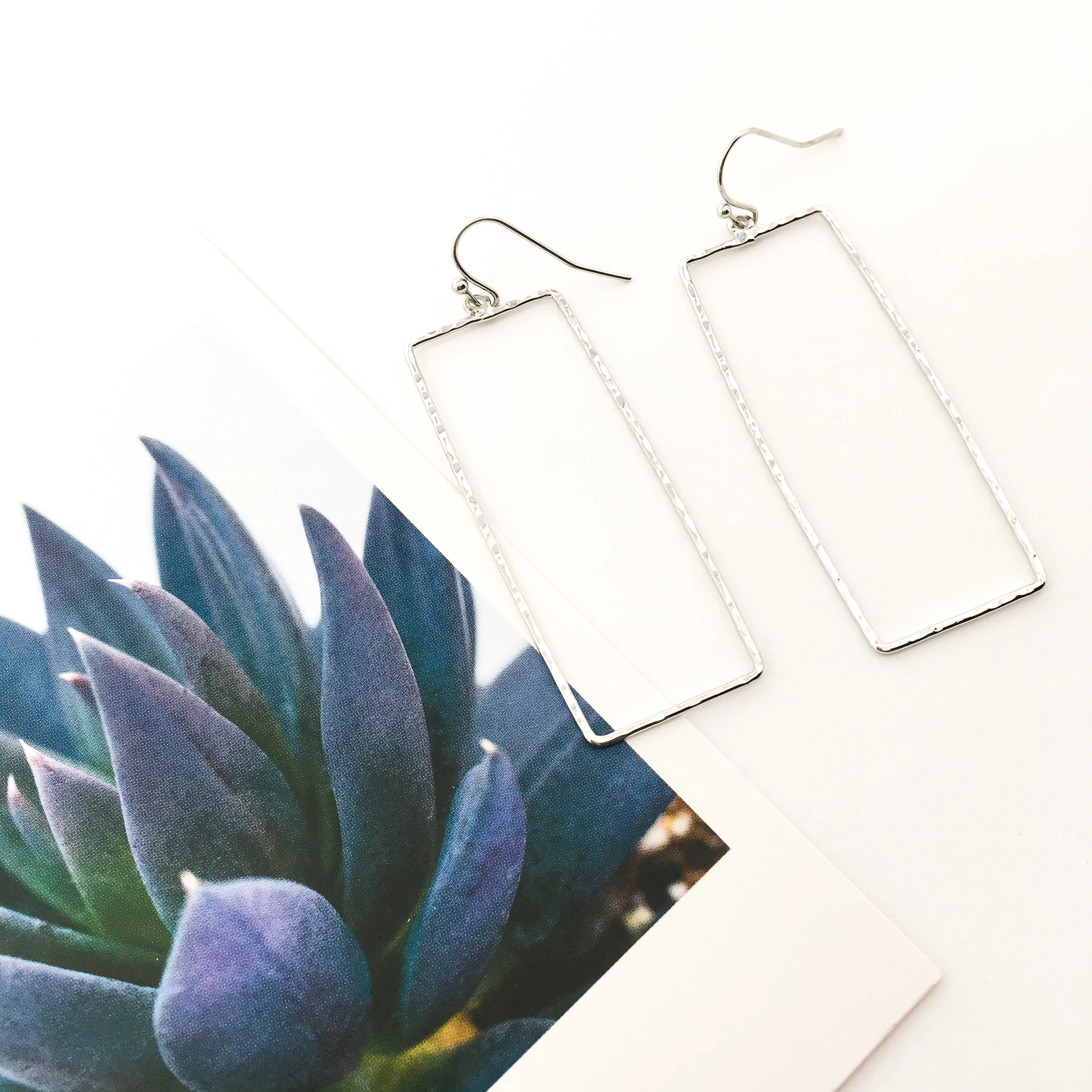 Paige Hammered Rectangle Earrings