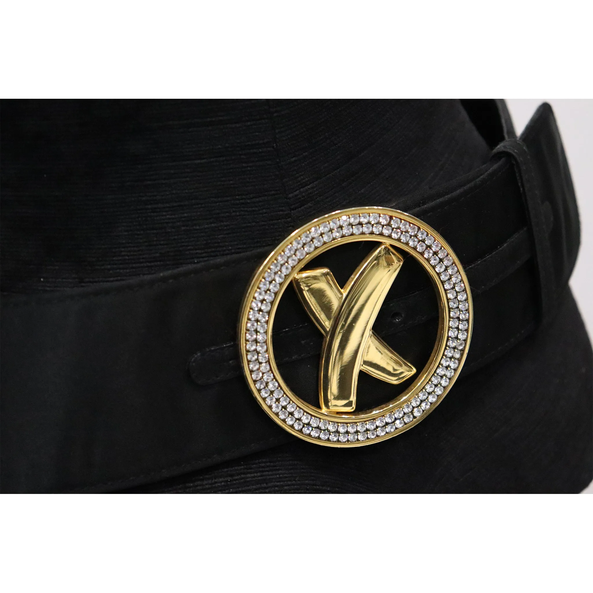Palsha Picasso Black Satin and Gold Buckle Belt