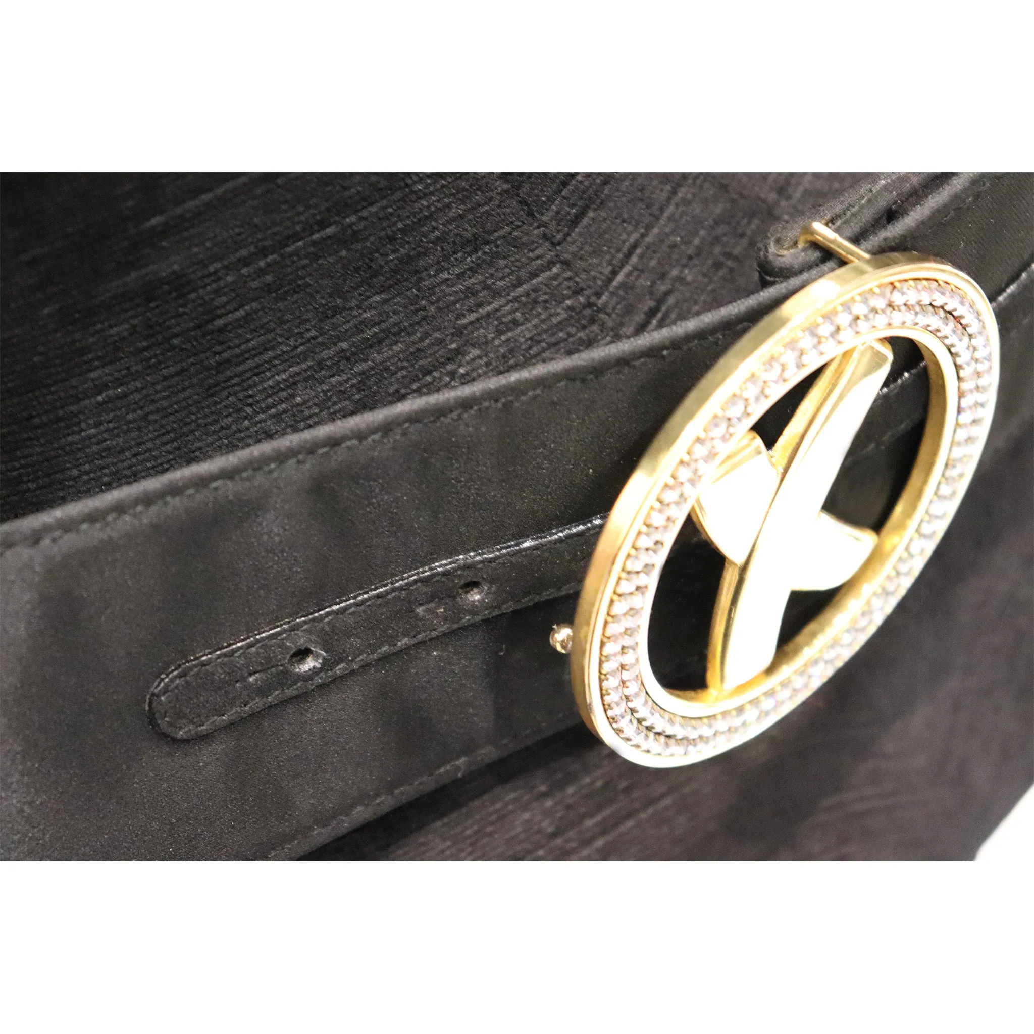 Palsha Picasso Black Satin and Gold Buckle Belt