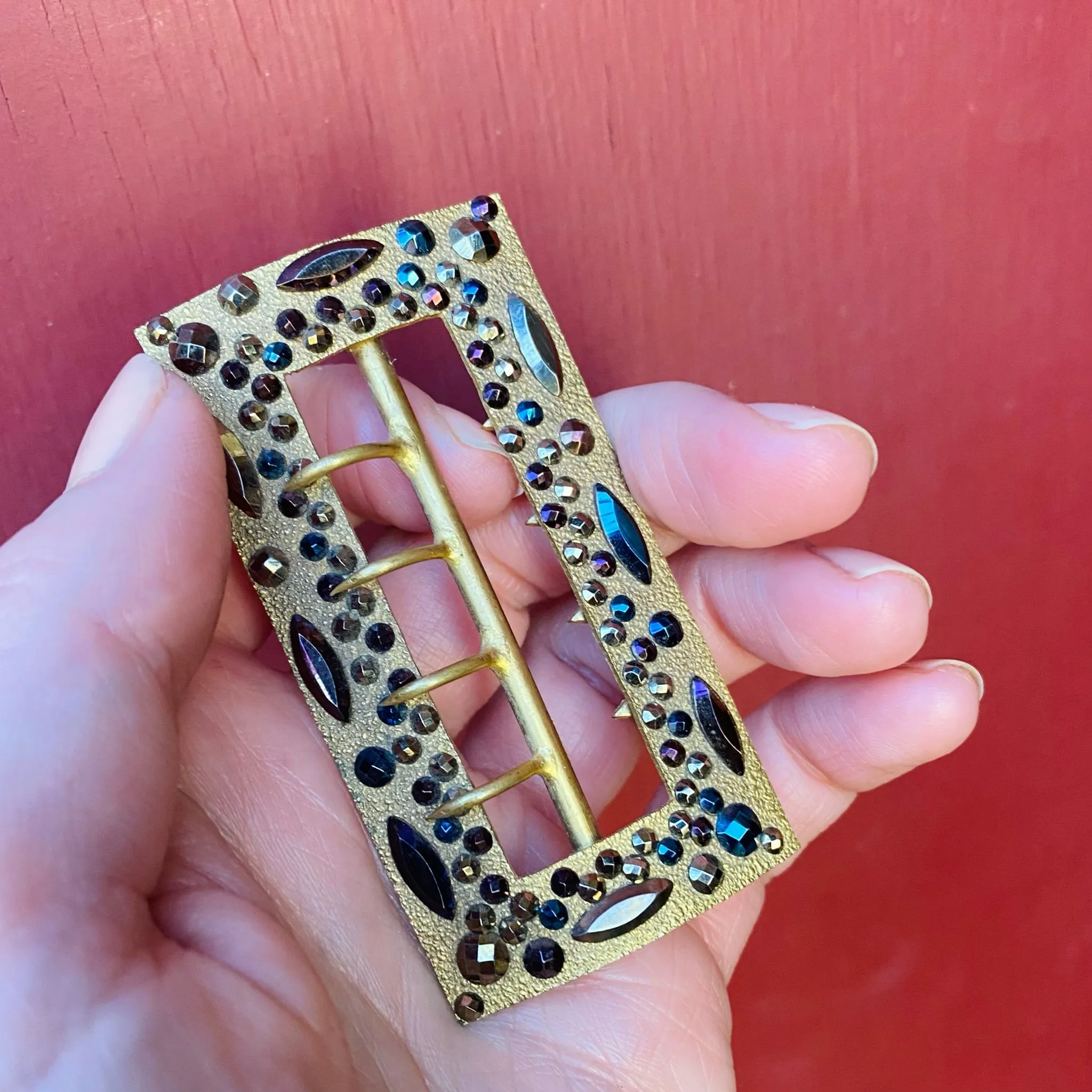 Parti Colored Cut Steel Victorian Belt Buckle