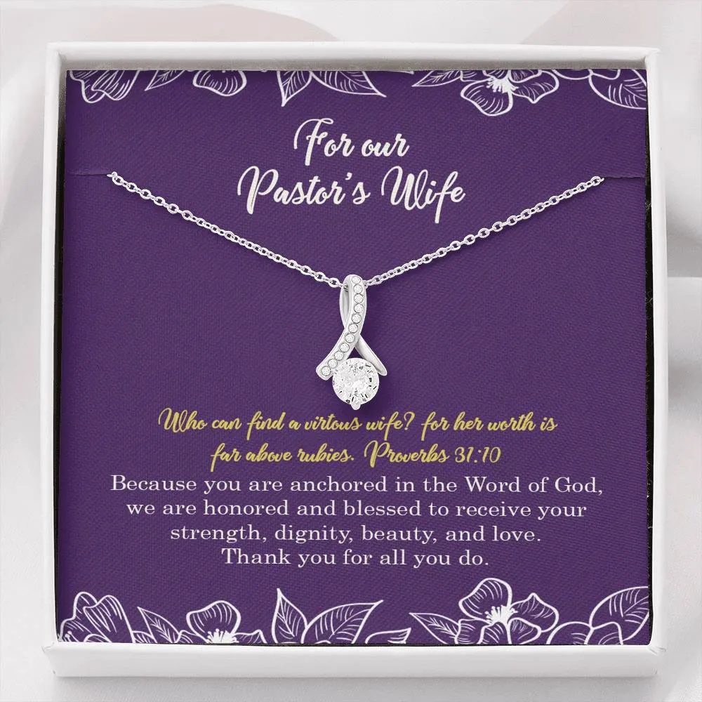 Pastors Wife Ribbon Drop Pendant Necklace