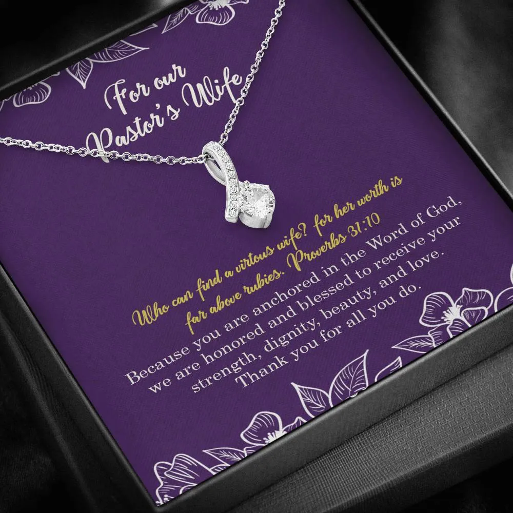 Pastors Wife Ribbon Drop Pendant Necklace