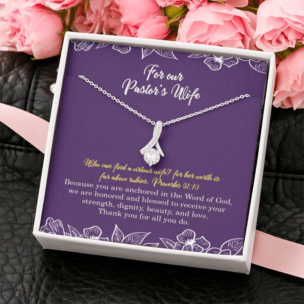 Pastors Wife Ribbon Drop Pendant Necklace
