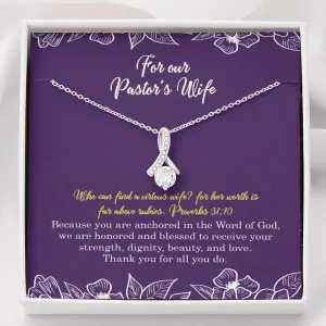 Pastors Wife Ribbon Drop Pendant Necklace