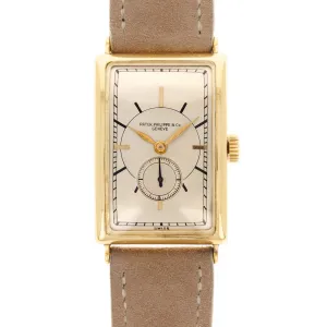 Patek Philippe Yellow Gold Rectangular Watch Ref. 10 with Remarkable Engraving Details