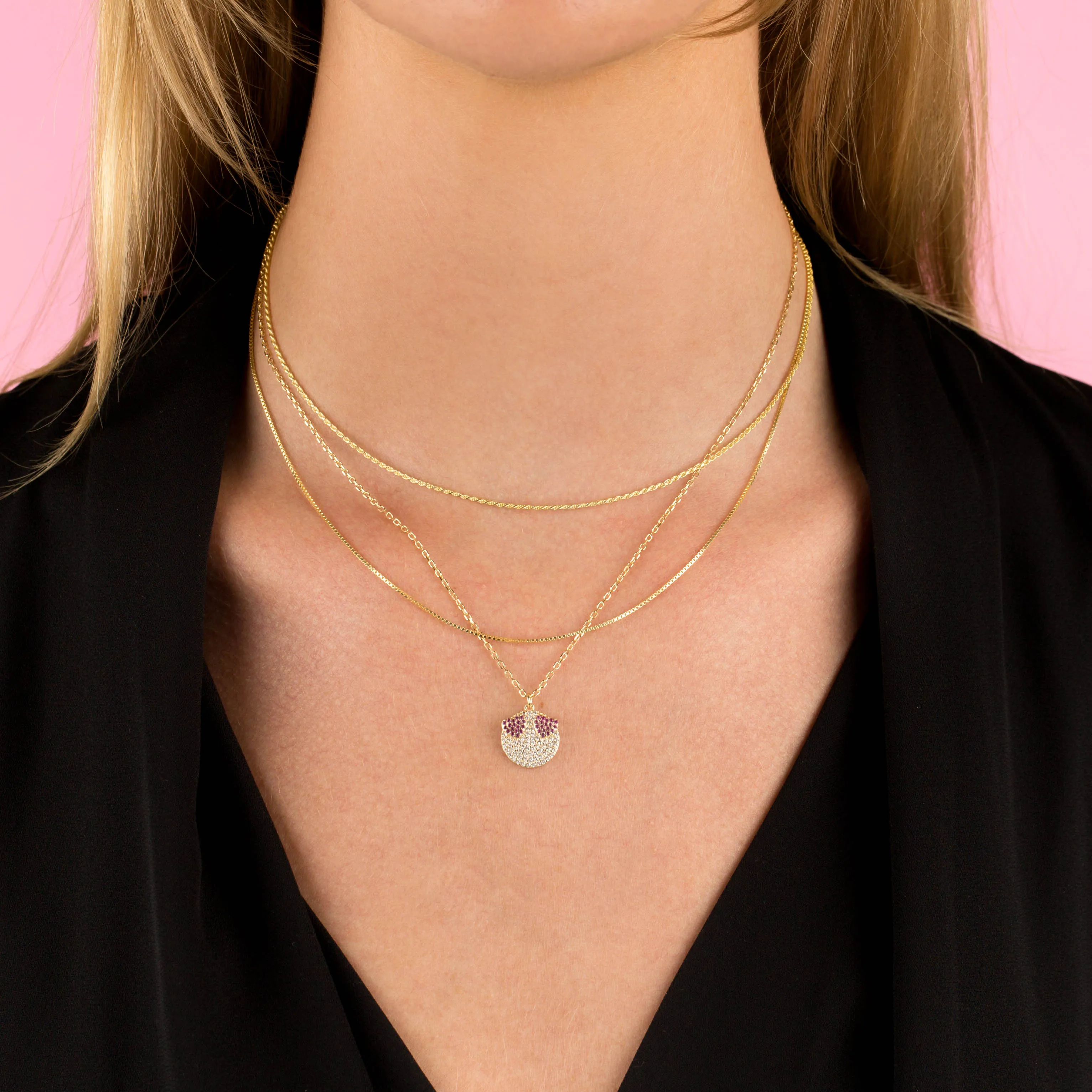 Pavé Heart Eyes Necklace
