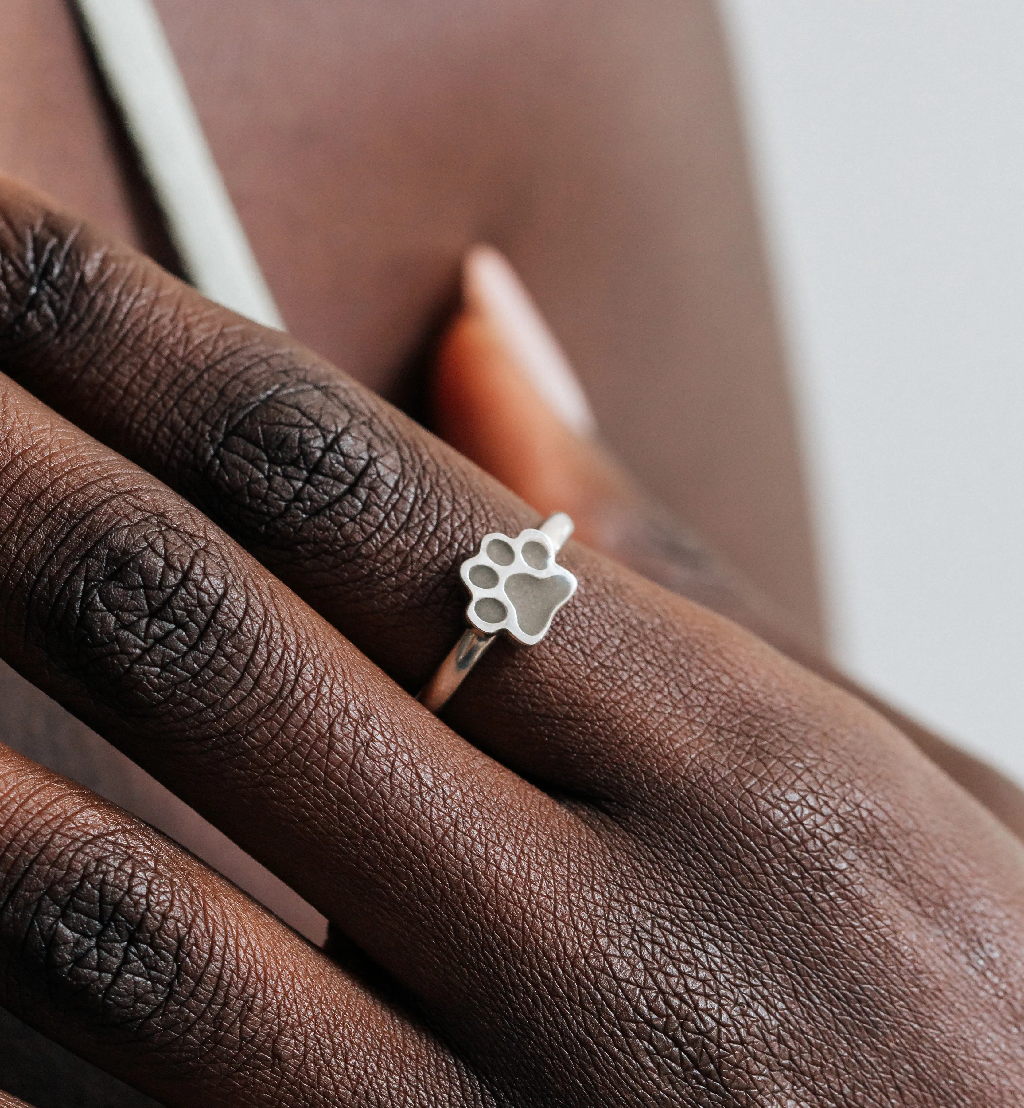 Paw Print Stacking Cremation Ring in 14K Rose Gold