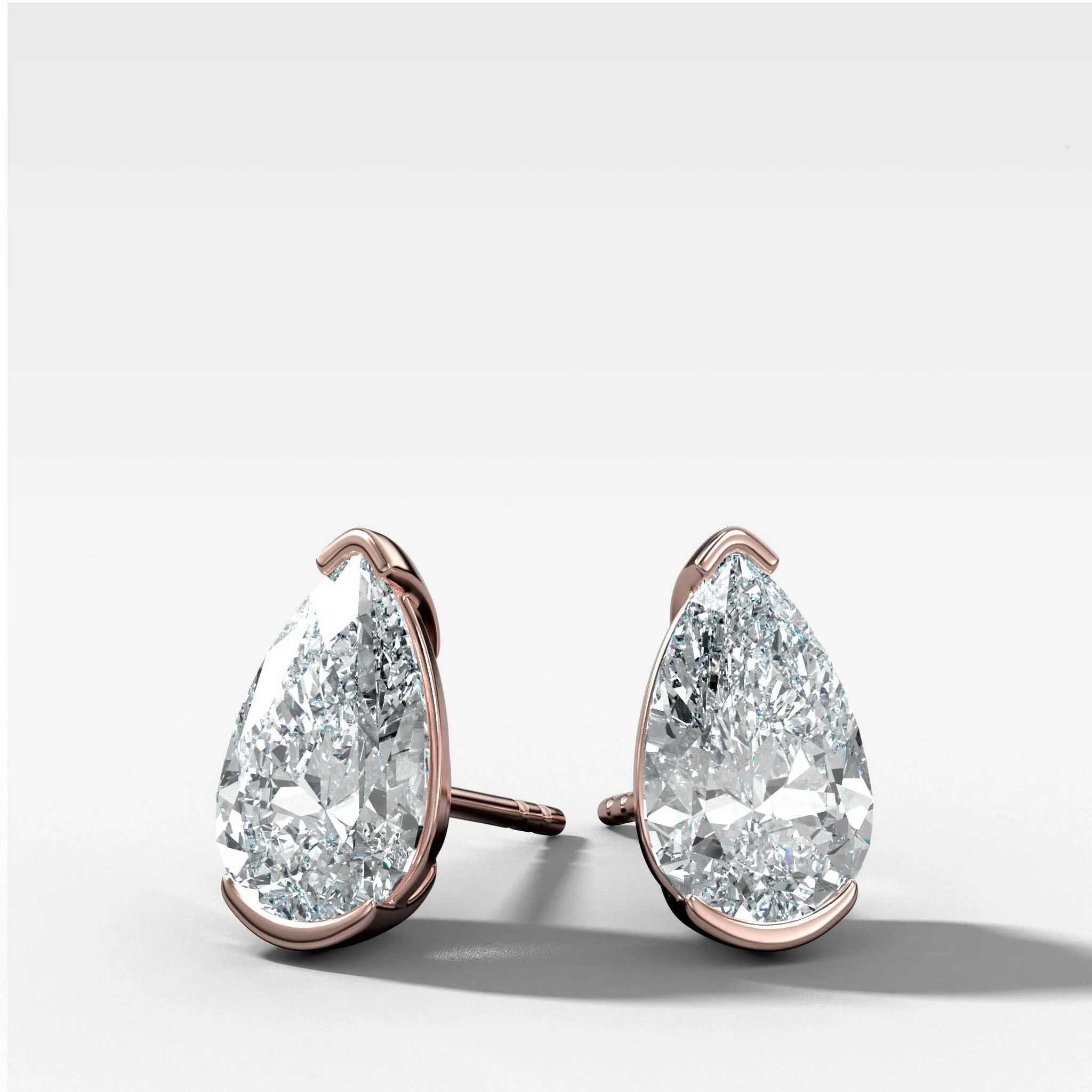 Pear Cut Half Bezel Studs