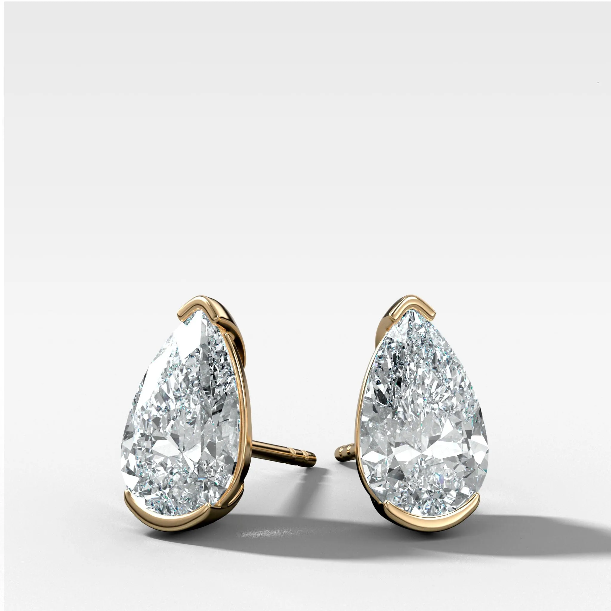 Pear Cut Half Bezel Studs