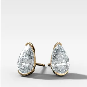 Pear Cut Half Bezel Studs