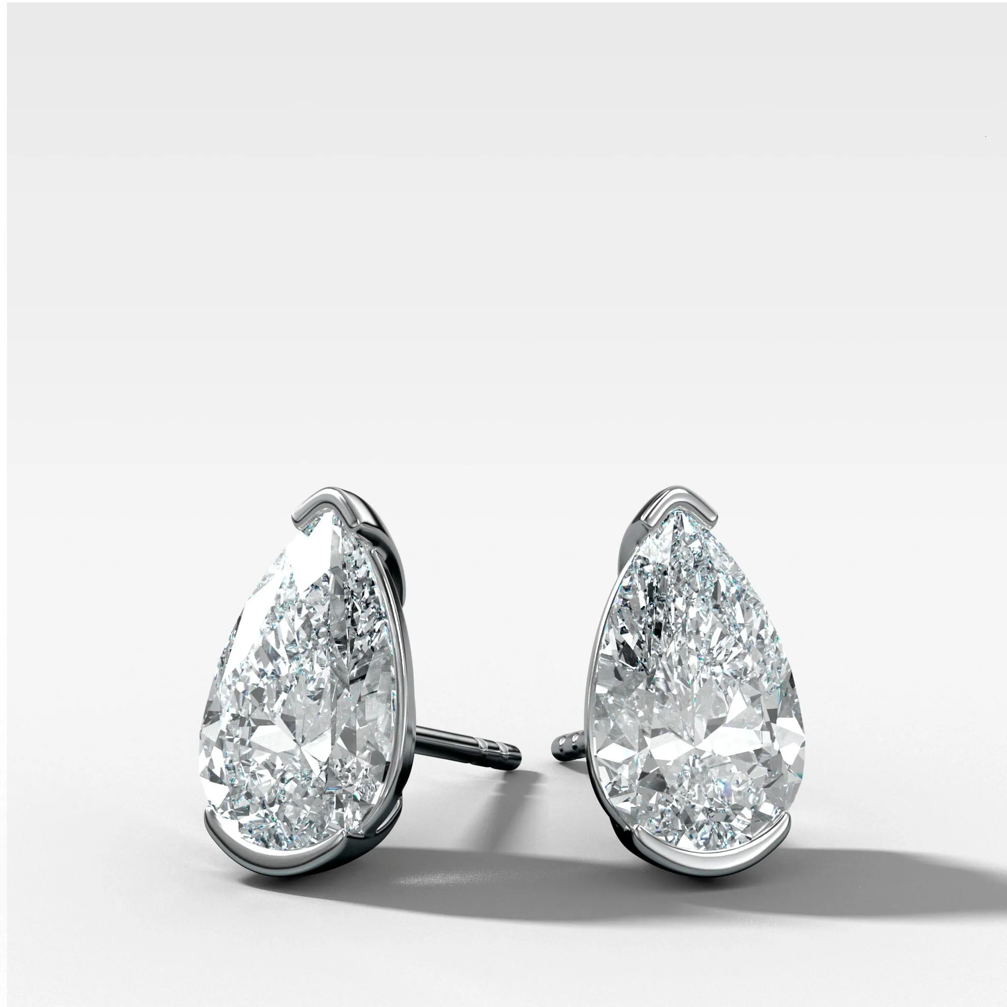 Pear Cut Half Bezel Studs