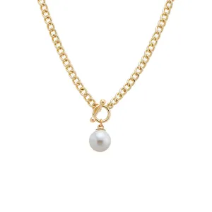 Pearl Toggle Cuban Chain Necklace