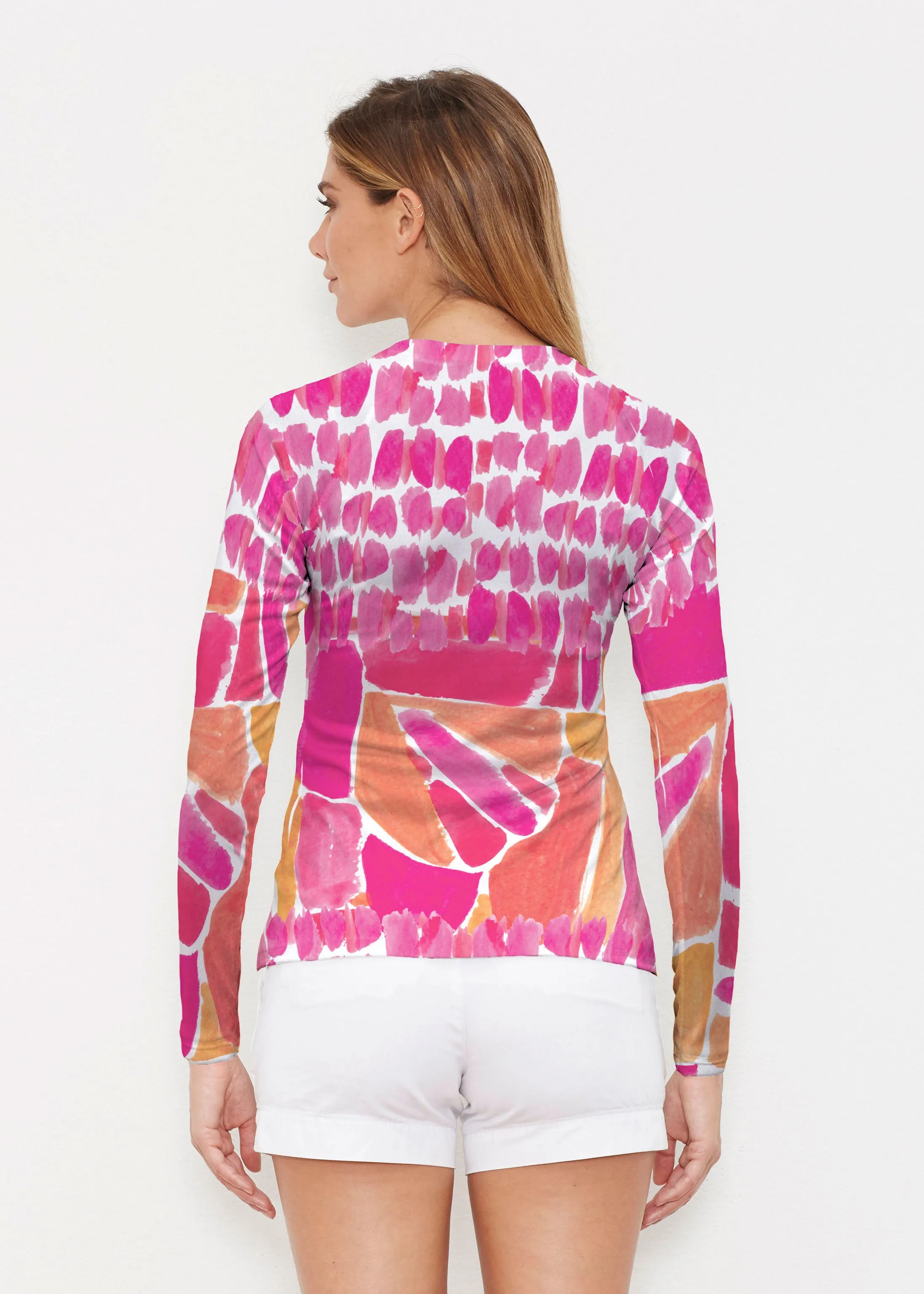 Pebble Walk Orange (17261) ~ Long Sleeve Rash Guard