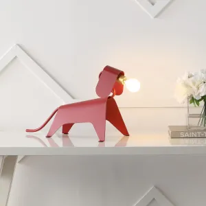 Penelope 10" Modern Industrial Iron Canine Led Kids' Lamp Red