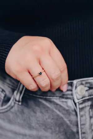 Perfect Touch CZ Heart Ring - Black / Gold Plated