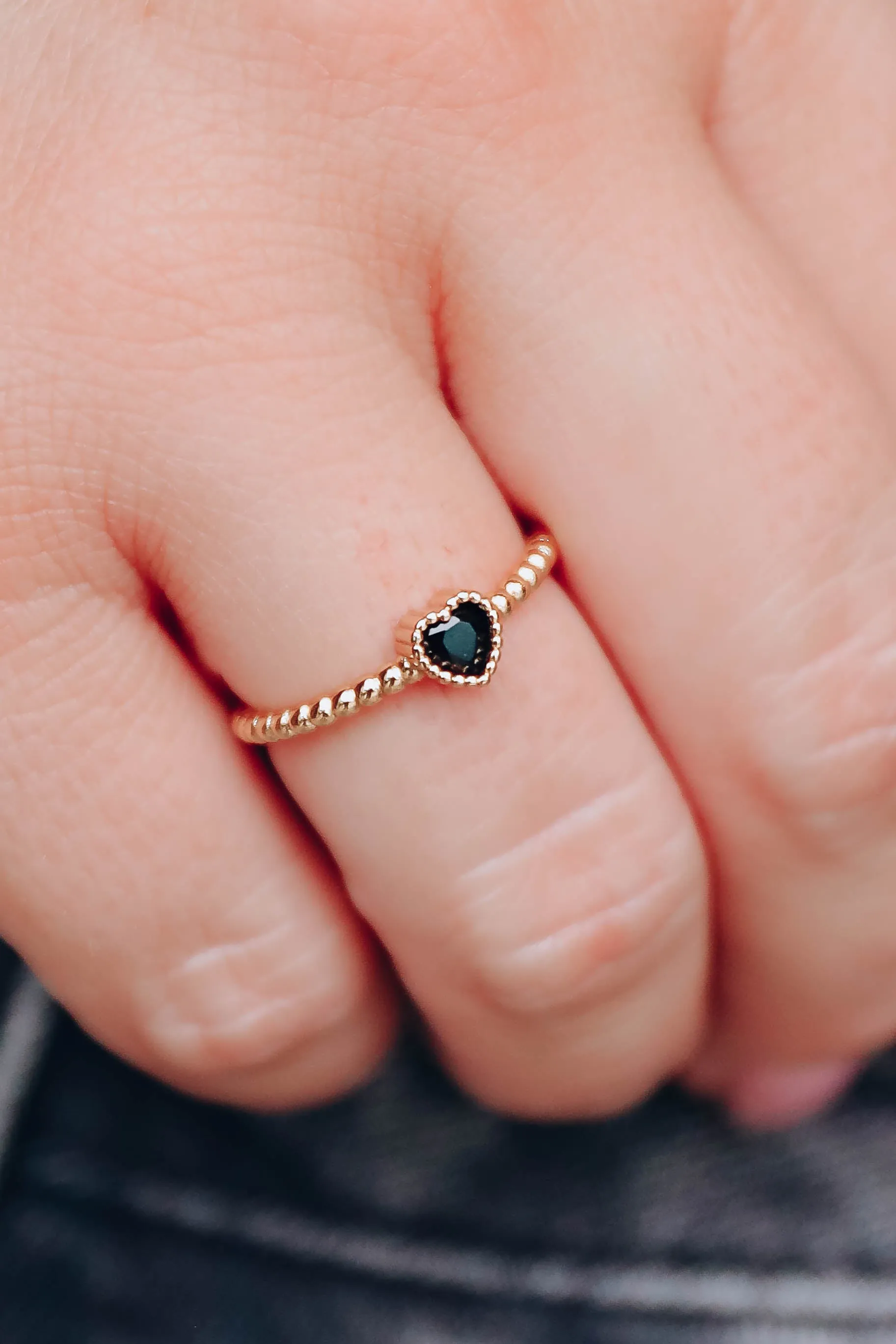 Perfect Touch CZ Heart Ring - Black / Gold Plated