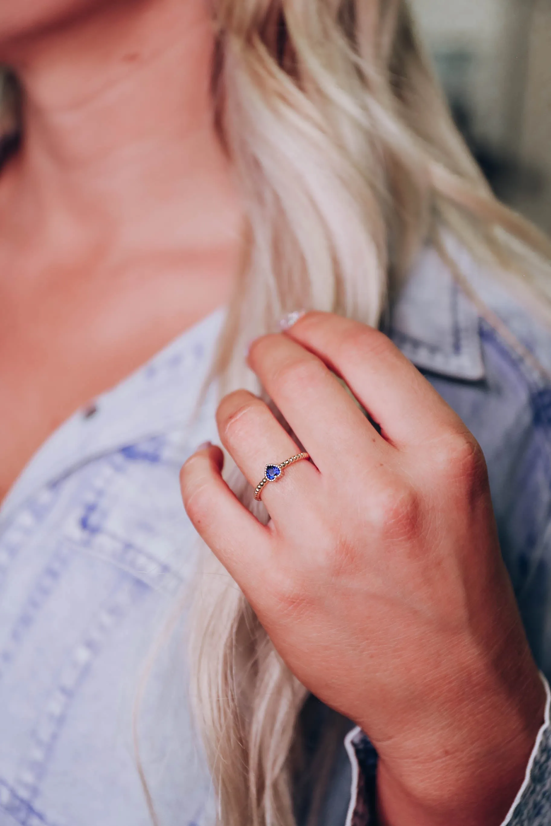 Perfect Touch CZ Heart Ring - Blue