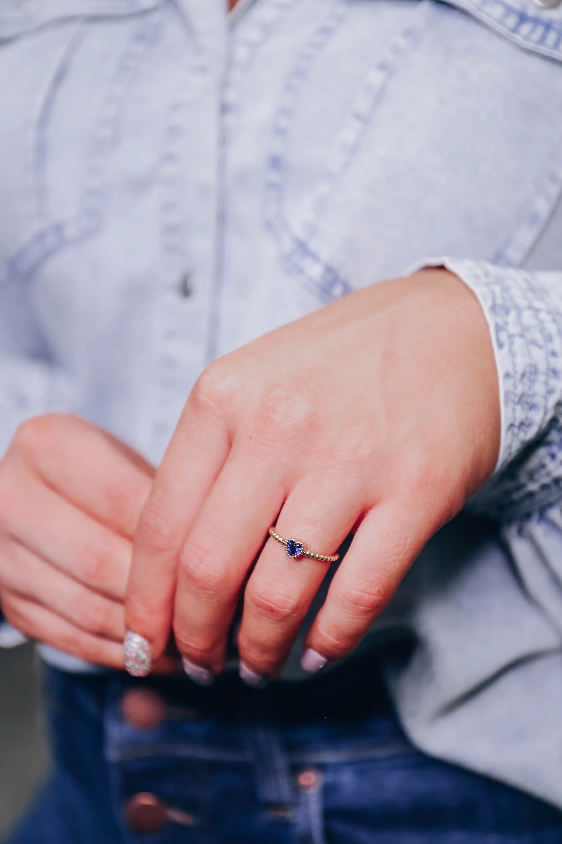 Perfect Touch CZ Heart Ring - Blue