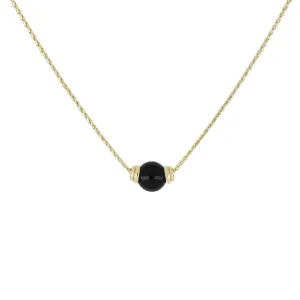 Perola Collection - Single Black Onyx Gold Necklace