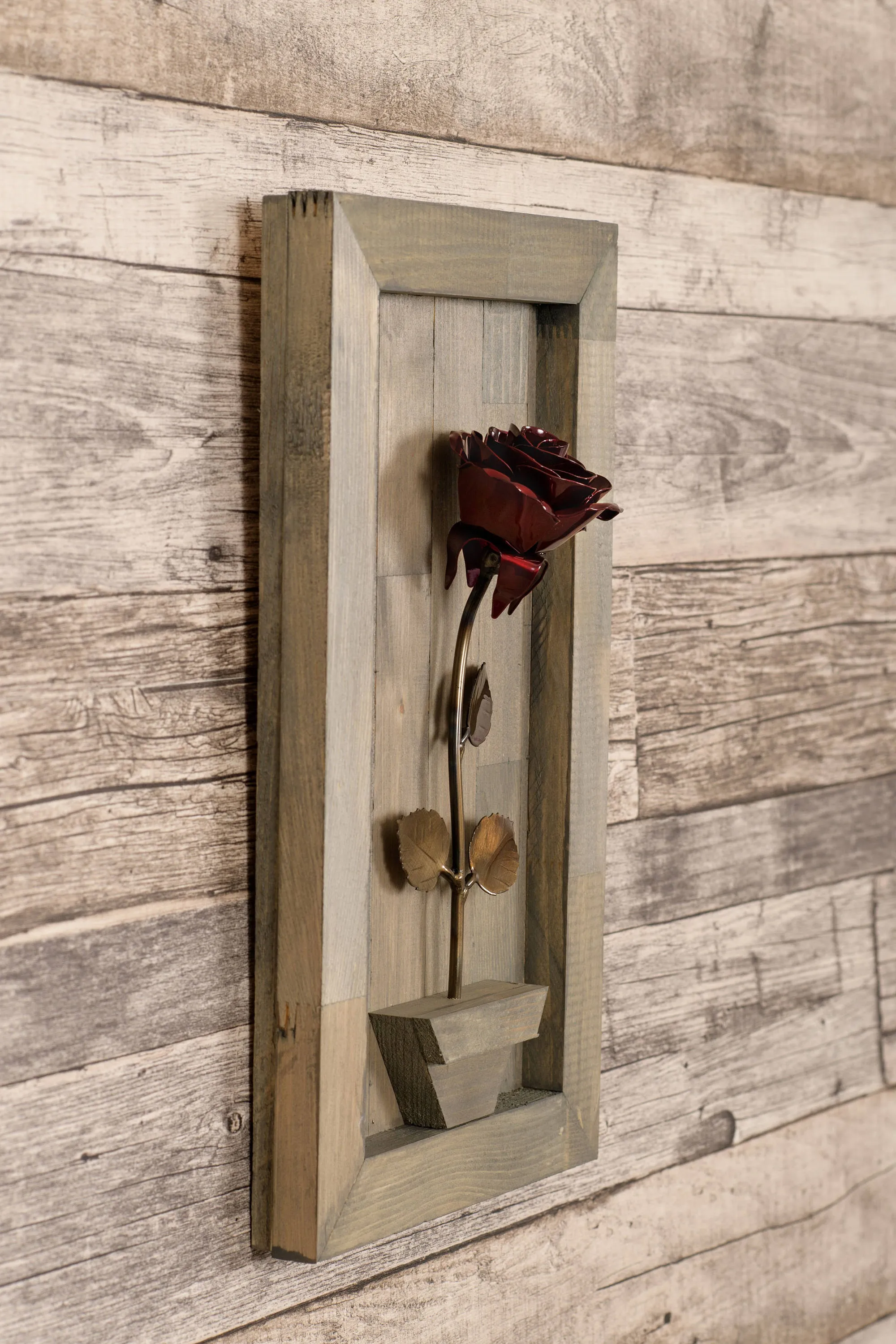 Personalized Gift - Framed Red Metal Rose for Iron 6th Anniversary